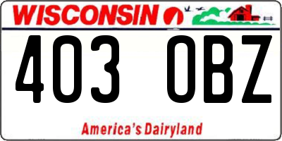 WI license plate 403OBZ