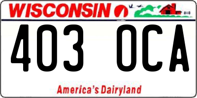 WI license plate 403OCA