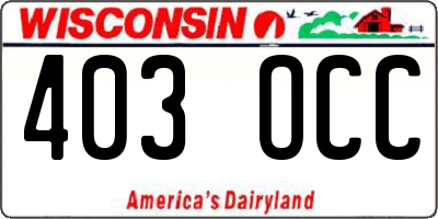 WI license plate 403OCC