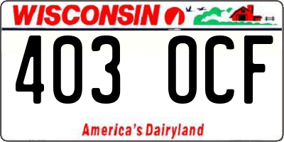 WI license plate 403OCF