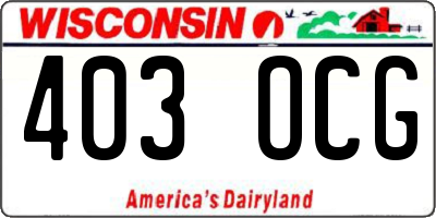 WI license plate 403OCG