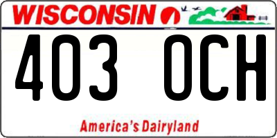 WI license plate 403OCH