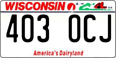 WI license plate 403OCJ