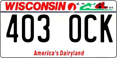 WI license plate 403OCK