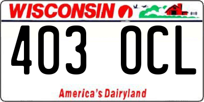 WI license plate 403OCL
