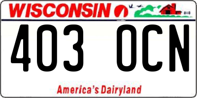 WI license plate 403OCN