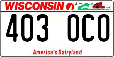 WI license plate 403OCO