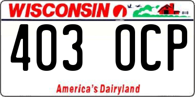 WI license plate 403OCP