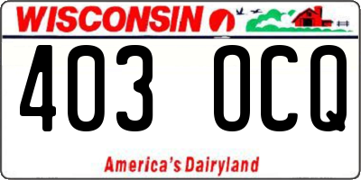 WI license plate 403OCQ