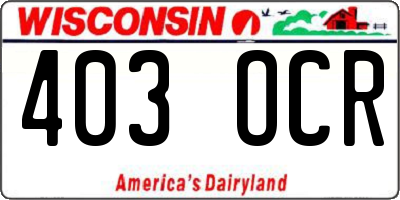 WI license plate 403OCR