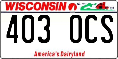 WI license plate 403OCS