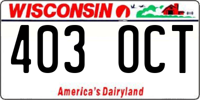 WI license plate 403OCT