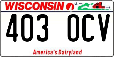 WI license plate 403OCV