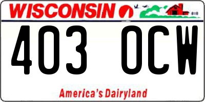 WI license plate 403OCW