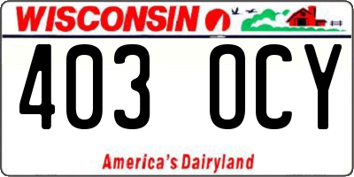 WI license plate 403OCY