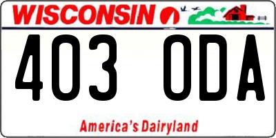 WI license plate 403ODA