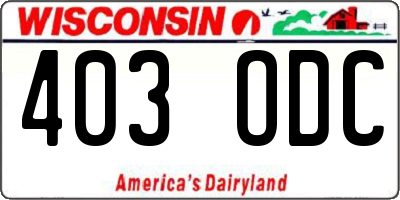 WI license plate 403ODC