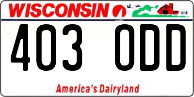 WI license plate 403ODD