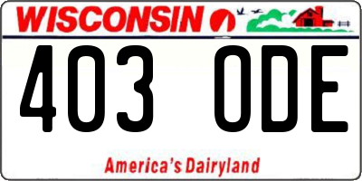 WI license plate 403ODE