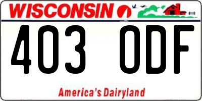 WI license plate 403ODF