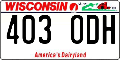 WI license plate 403ODH