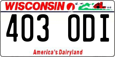 WI license plate 403ODI