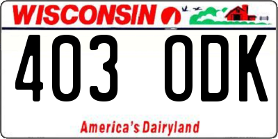 WI license plate 403ODK
