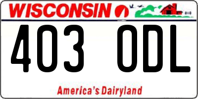 WI license plate 403ODL