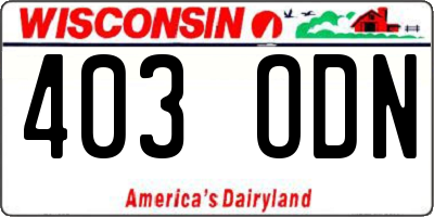 WI license plate 403ODN