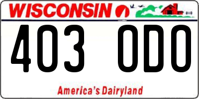 WI license plate 403ODO