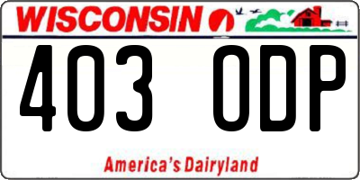 WI license plate 403ODP