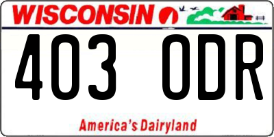 WI license plate 403ODR