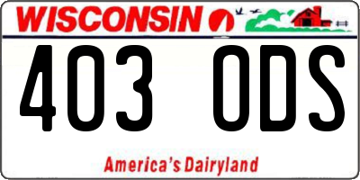 WI license plate 403ODS