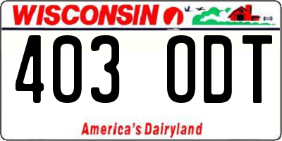 WI license plate 403ODT