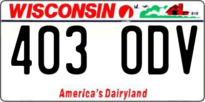 WI license plate 403ODV