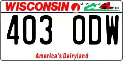 WI license plate 403ODW