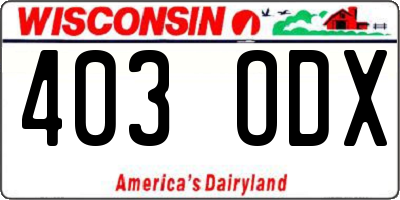 WI license plate 403ODX