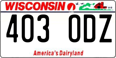 WI license plate 403ODZ