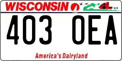 WI license plate 403OEA