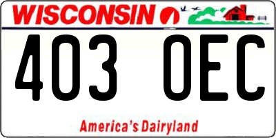 WI license plate 403OEC