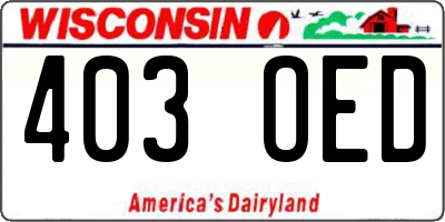 WI license plate 403OED