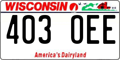 WI license plate 403OEE
