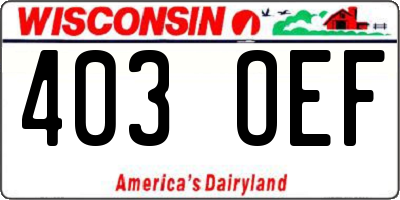 WI license plate 403OEF