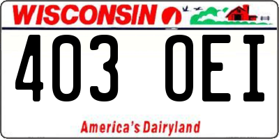 WI license plate 403OEI