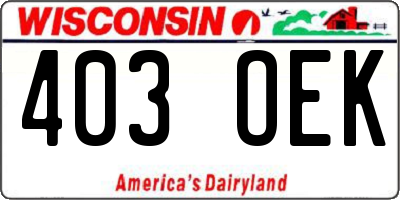 WI license plate 403OEK