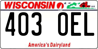 WI license plate 403OEL