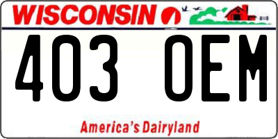 WI license plate 403OEM