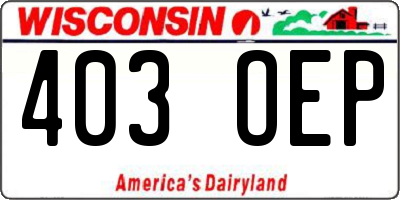 WI license plate 403OEP