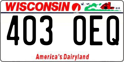 WI license plate 403OEQ