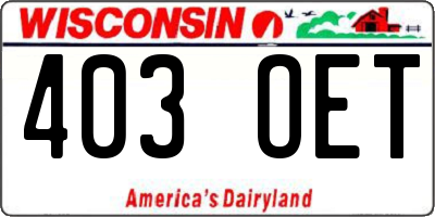 WI license plate 403OET